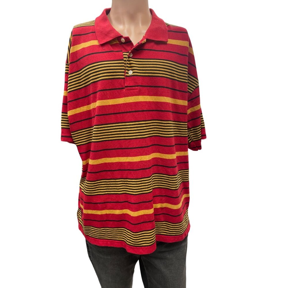 K.A.D. Clothing Co. Men's Red with Yellow stripes Polo 4XL SKU 1443